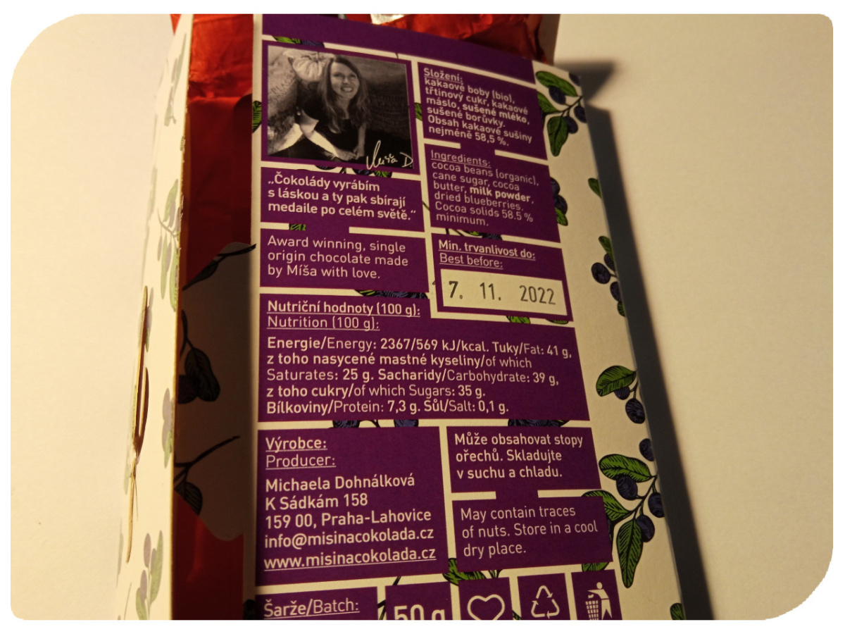 Czekolada mleczna z czeskimi borówkami Madagaskar 58.5% Czekolada mleczna z czeskimi borówkami Madagaskar 58.5%